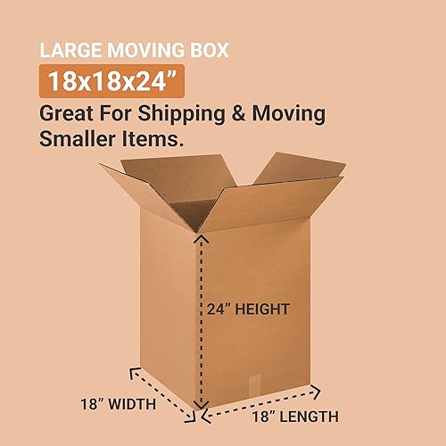Miniatura 2 de Box USA Cajas de mudanza grandes de 18 pulgadas de largo x 18 pulgadas de ancho x 24 pulgadas de alto, paquete de 10 cajas de cartón corrugado para