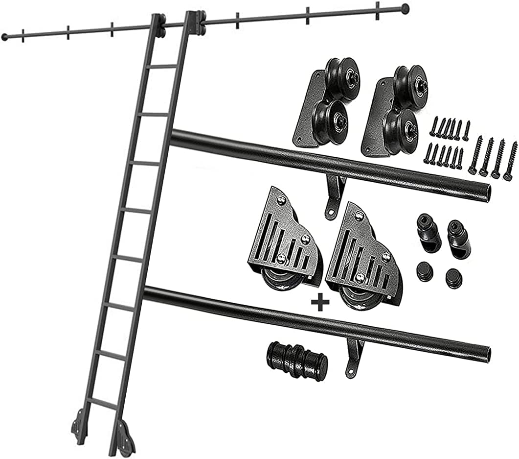 Kit de matériel pour échelle coulissante avec rail rond de 3,3 à 20 pieds pour bibliothèque mobile