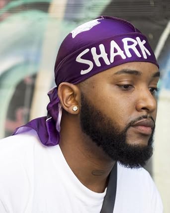 Silky Durag Men's 360 Wave Designer Durag Winner Wave Cap Set of 4 US Size: Medium Color: Purple, shark blue black red, Free size