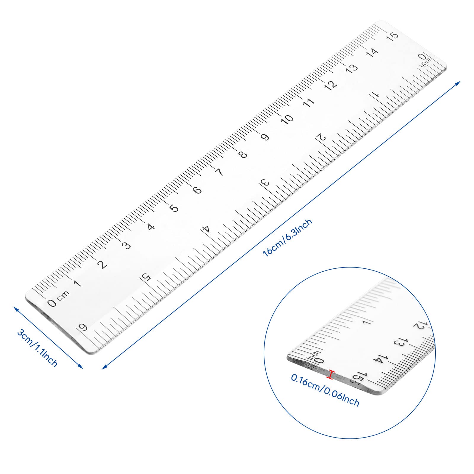 Lot de 100 règles en plastique souple transparent de 15,2 cm avec pouces et centimètres - Petite règle droite - Outils de dessin pour l'école, les familles, les enfants, les étudiants