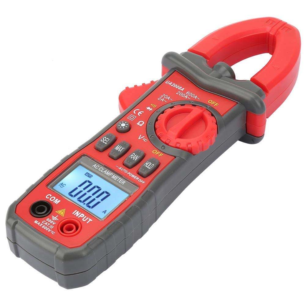 Ua2008A Auto Digital Clamp Meter Multimeter Handheld Rms Ac/Dc Resistance Handheld Clamp Meter Ammeter Electrician Clamp Multimeter