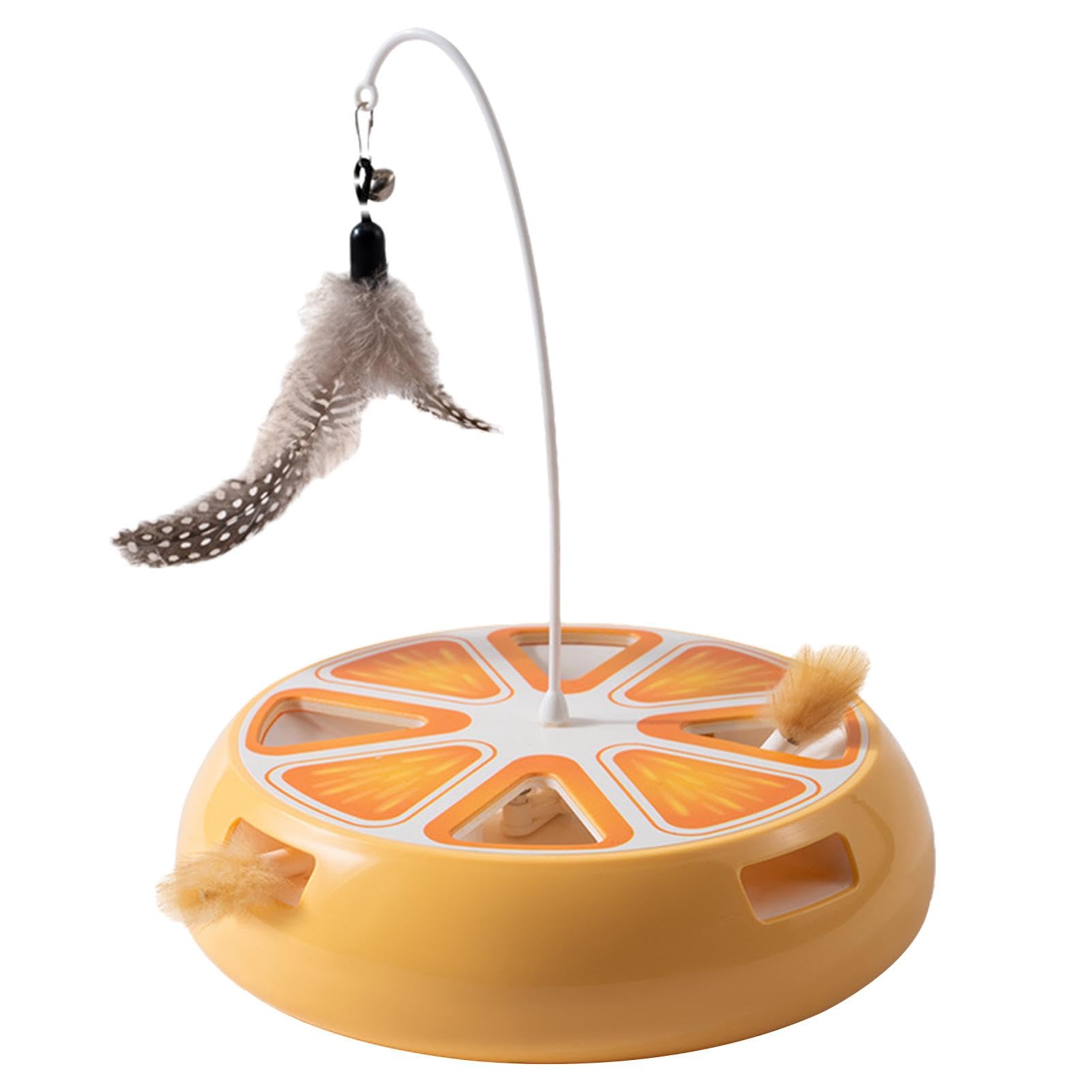 Plateau tournant électrique interactif pour chat avec plumes de rechange amovibles