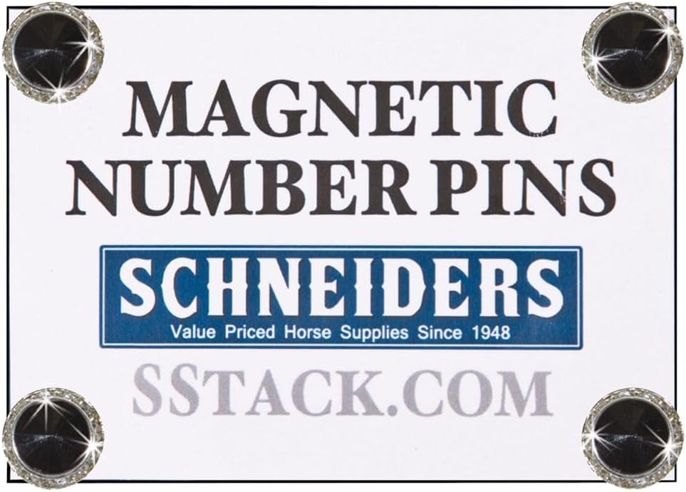Billy Royal Schneiders Crystal Magnetic Number Holders | Horse Show Elegance | Stable Essential | Set of 4 Sparkling Accents