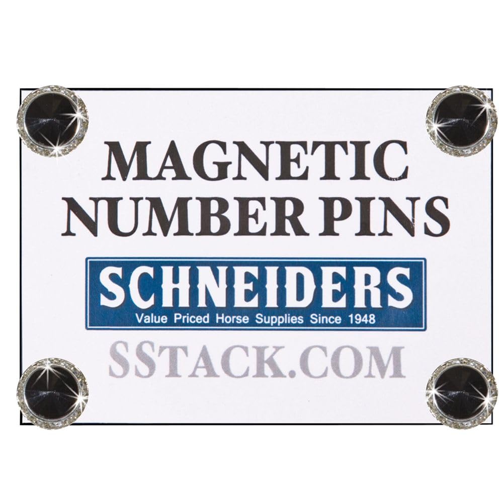Billy Royal Schneiders Crystal Magnetic Number Holders | Color Clear | Horse Show Elegance | Stable Essential | Set of 4 Sparkling Accents