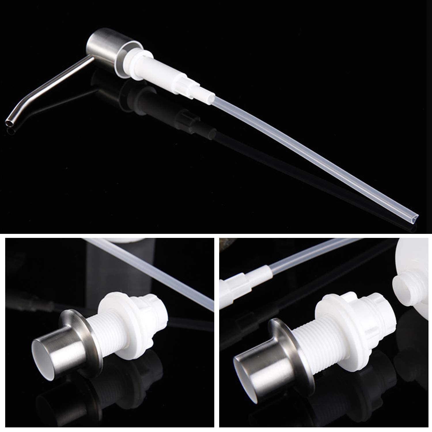 TOPINCN Seifenspender, 300 ml, Edelstahl, Pumpe, Seifenflasche, Weiß
