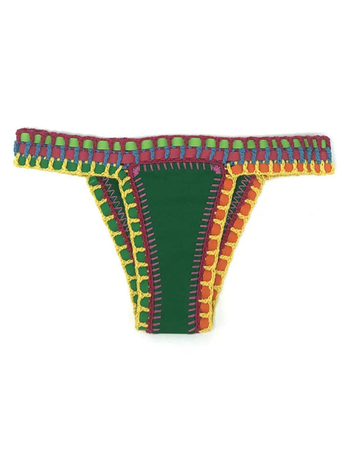 Costume Set Bikini Verde all'Uncinetto da Donna - Bagno in Due Pezzi Spiaggia per Piscina Estiva Femme Damen-Marina-s