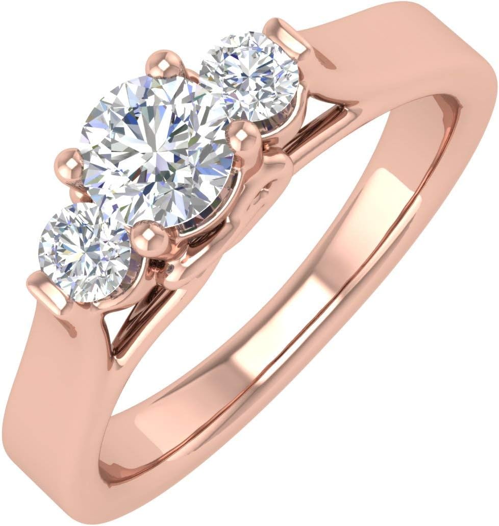 1/2 Carat 3-Stone Diamond Engagement Ring in 14K Gold