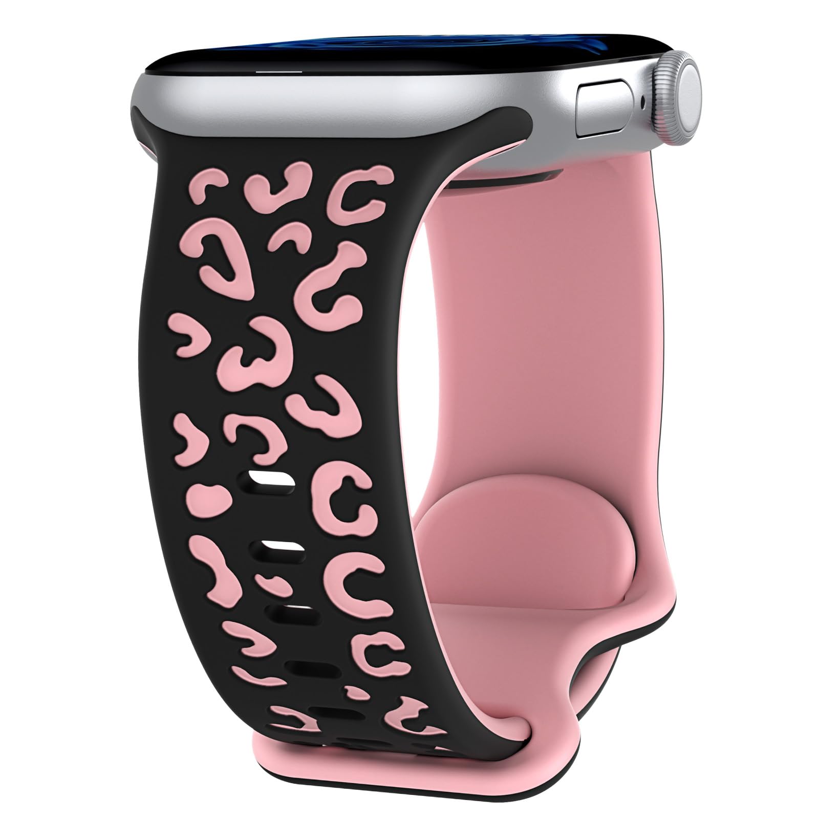 Leopard Engraved Band Compatible with Apple Watch Straps 38mm 40mm 42mm 44mm 45mm 46mm 49mm for Women, Silicone Sport Replacement Wristband for iWatch Series 11 10 9 8 7 6 5 4 3 2 1 SE Ultra — view 11
