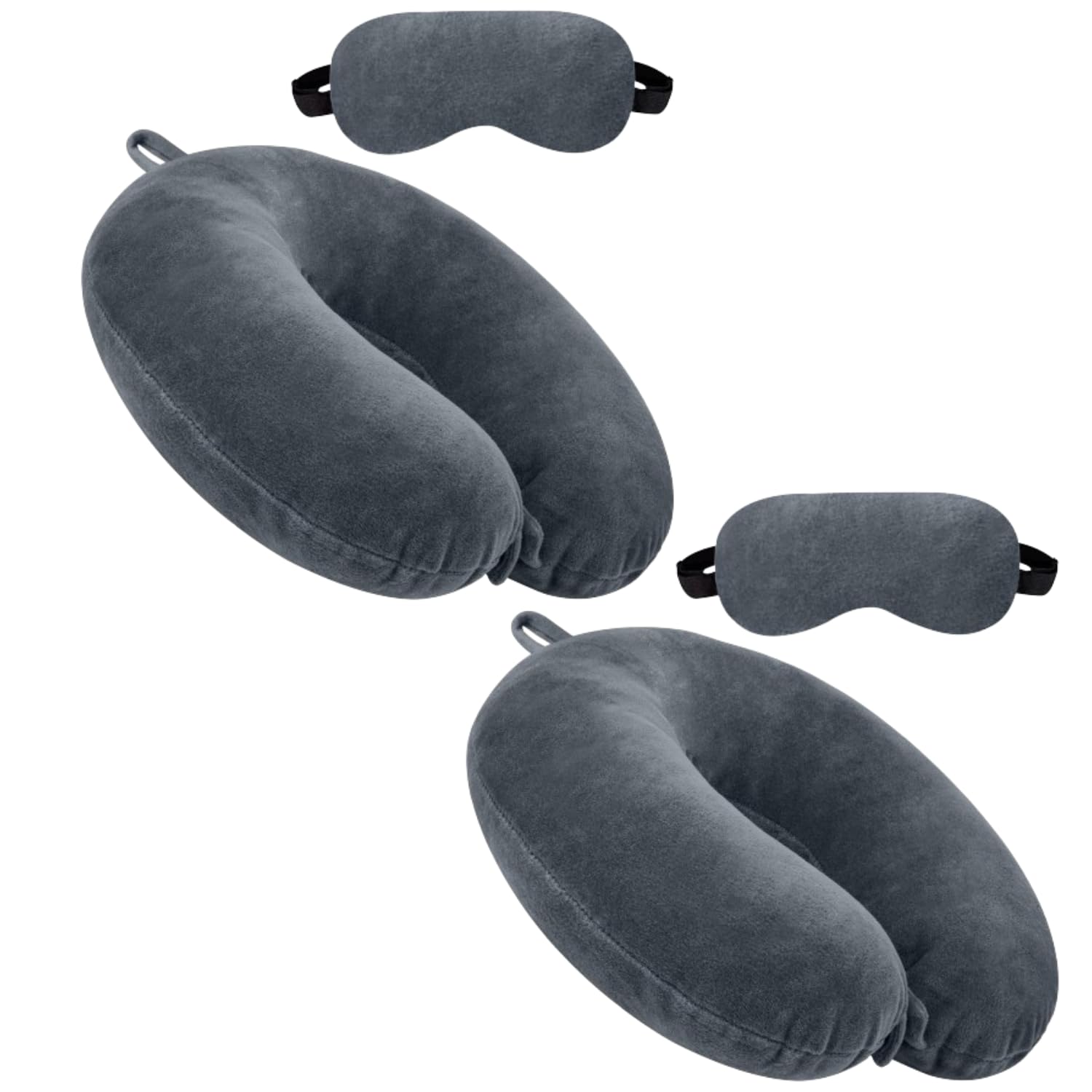 aeTHEric Premium Neck Pillow Eye Mask Combo Aeroplane Travel Pillow with Comfortable Velvet Sleeping Eyemask Head Rest Pillow| Pack of 2 |-picture-46