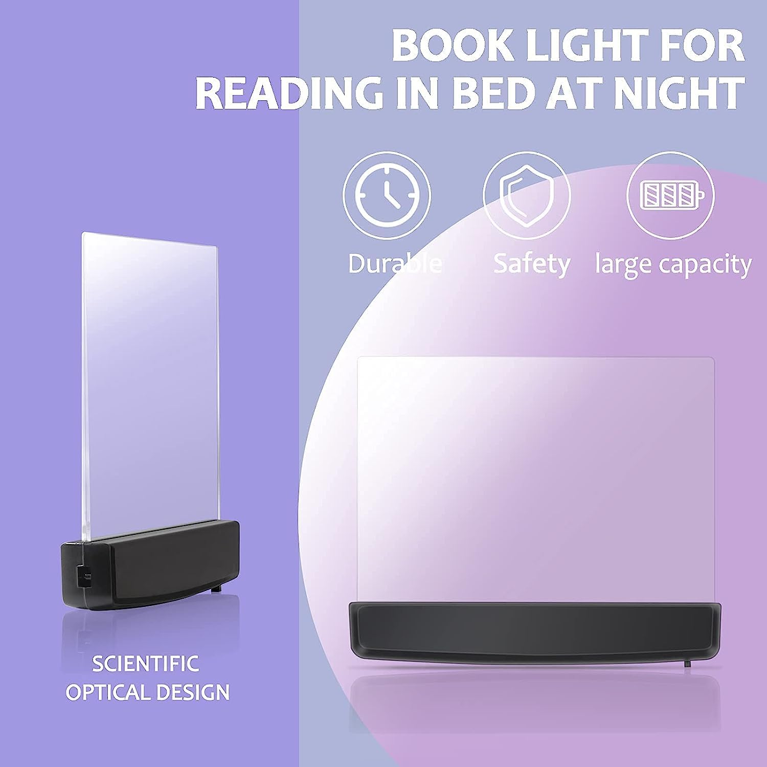 Cuifati Book Lightwedge,LED Reading Bright Light Lamp Board Lightwedge Book Light,Rechargeable and Battery Powered LED Reading Lights,for Night Reading