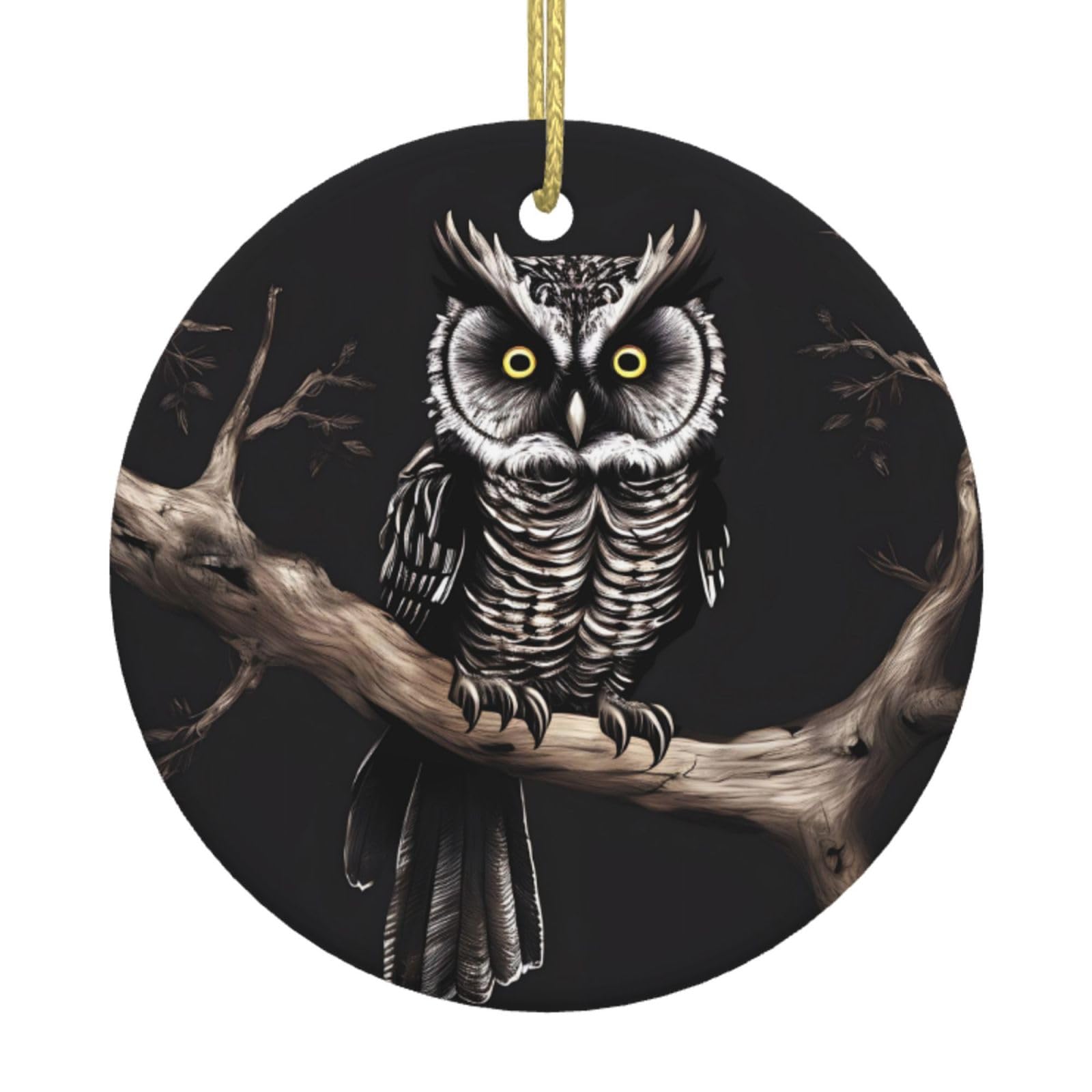 Late Night Owl Printed Christmas Tree Ceramic Ornaments Holiday Decoration Christmas Unique Pendant for Christmas Party