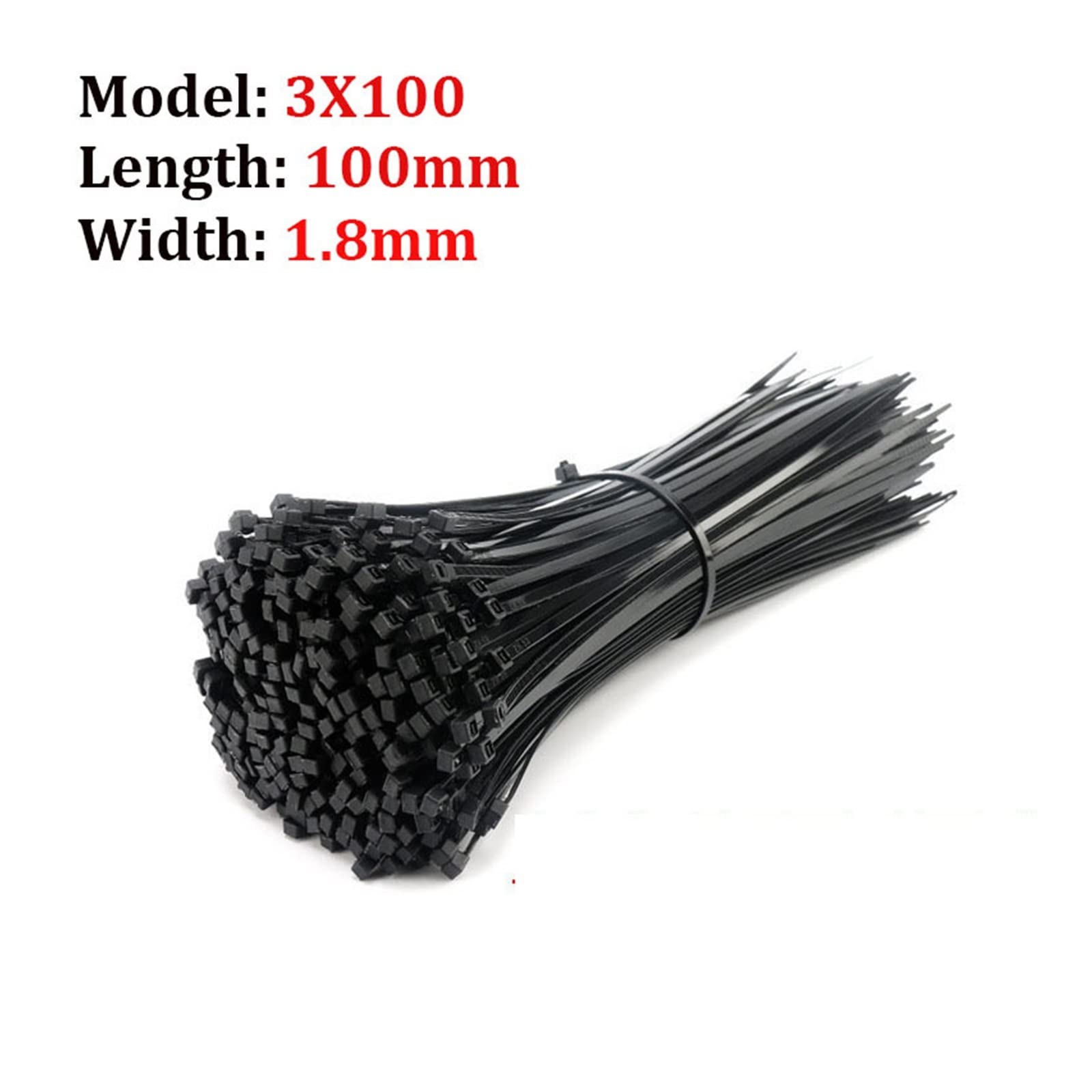 Surtido de bridas para cables,Bridas para cables, 50/100/500 Uds brida de nailon de plástico autoblocante brida for cables negra SOWQWE(200PCS-3*100MM)