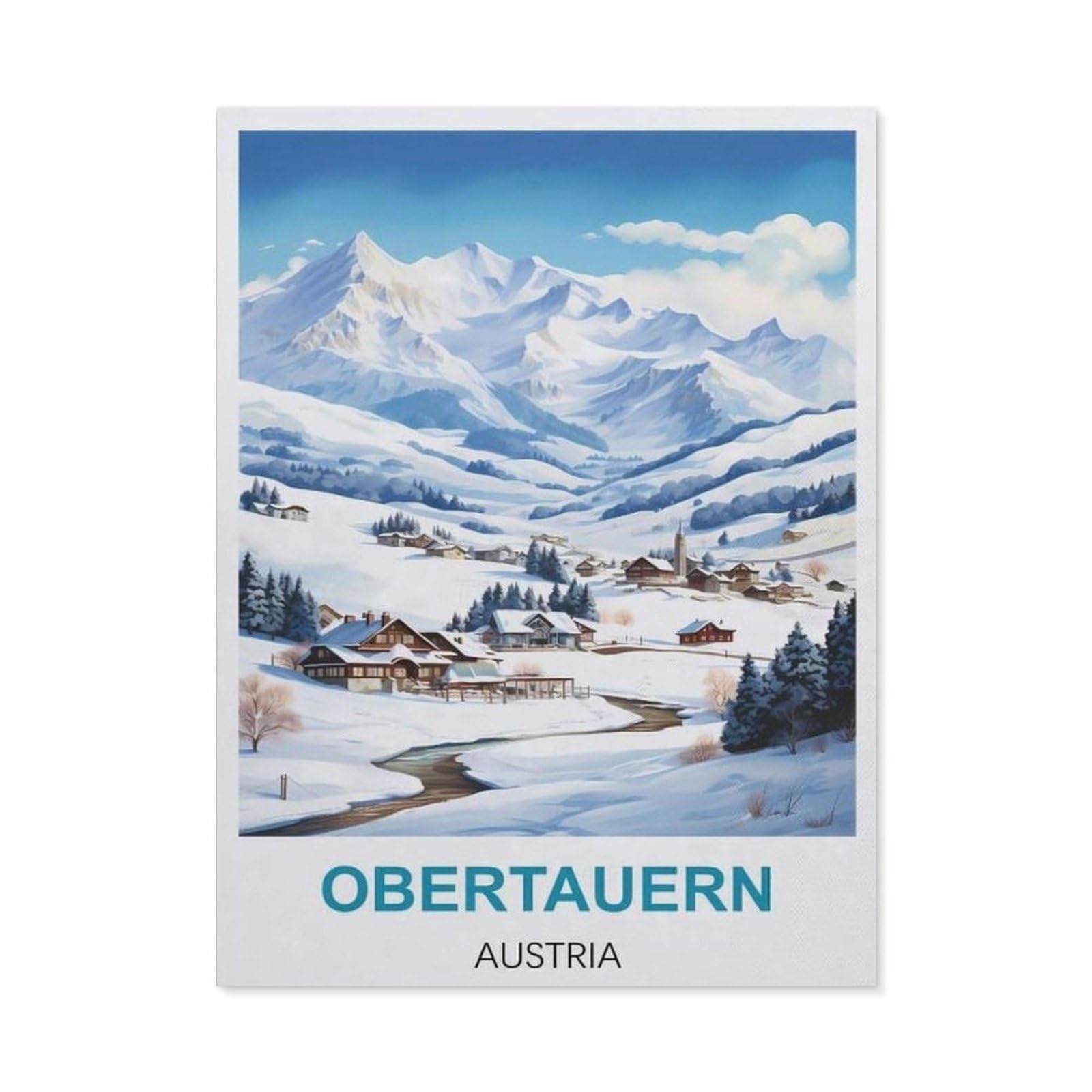 BEAYODKP Diamond Painting，Obertauern Austria,Full Round Diamond Embroidery Kits Cross Stitch Crystal Rhinestone Pictures Arts Craft Home Wall Decoration（50 x 60 cm/19.68 x 23.62 inches）-BZ58