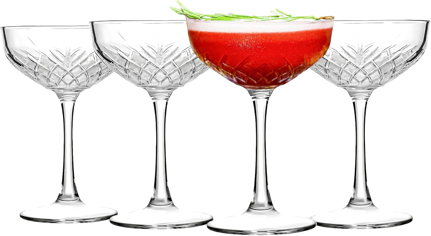 Martini Glasses Set of 4 - Coupe Glasses 8 Oz - Stemmed Martini Glasses - Elegant Cocktail Glasses for Parties, Gifts, Housewarming, Weddings, Aniversary 250 ml