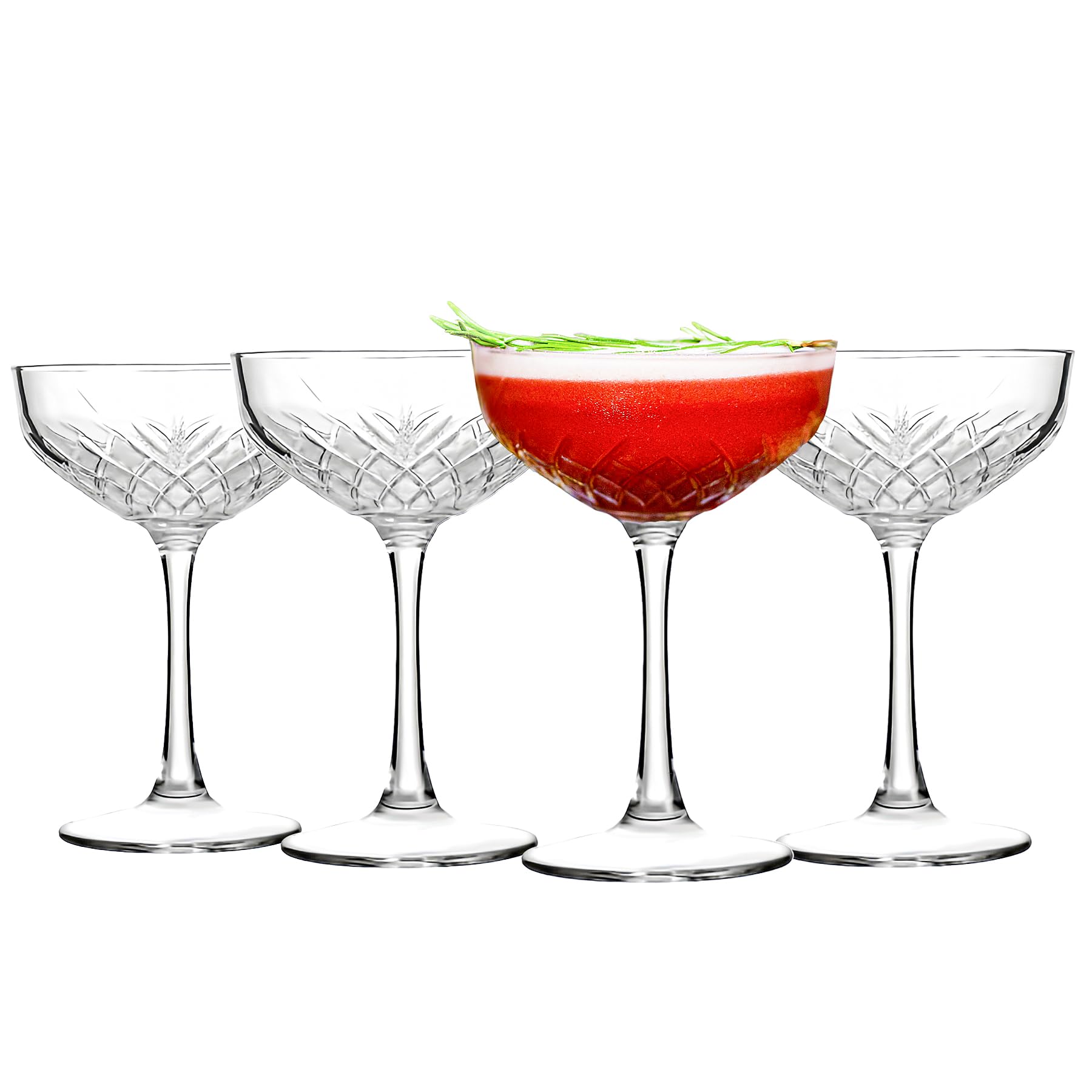 binsakao Martini Glasses Set of 4 - Coupe Glasses - Stemmed Martini Glasses - Elegant Cocktail Glasses for Parties, Gifts, Housewarming, Weddings, Aniversary 250 ml