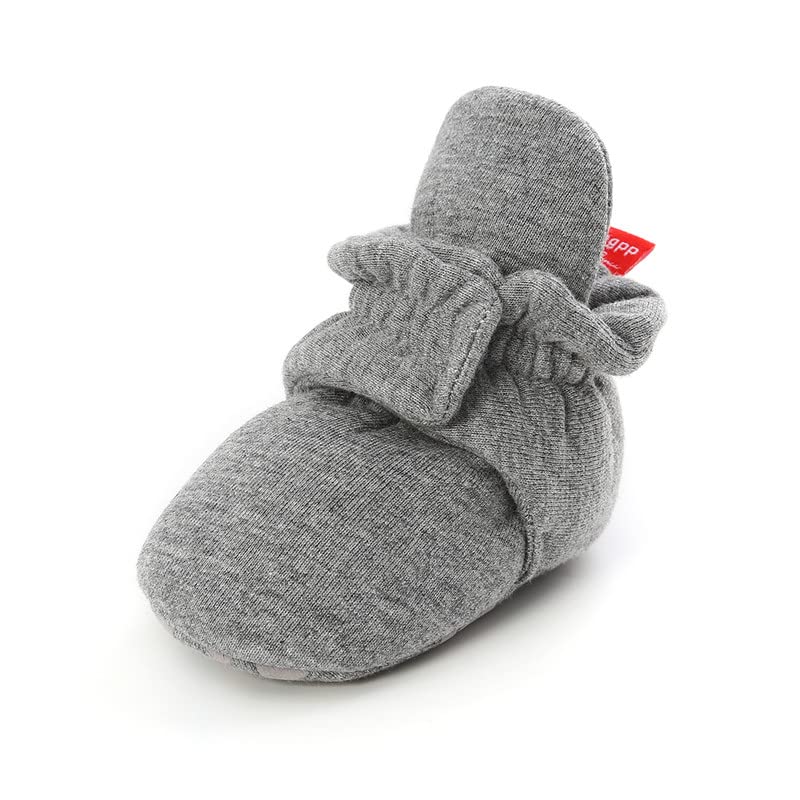 QIETION Newborn Baby Boys Girls Soft Fleece Booties Warm Slippers First Walkers Cozy Winter Sock Shoes Infant Crib Booties with Non Skid Bottom 0-18Month2