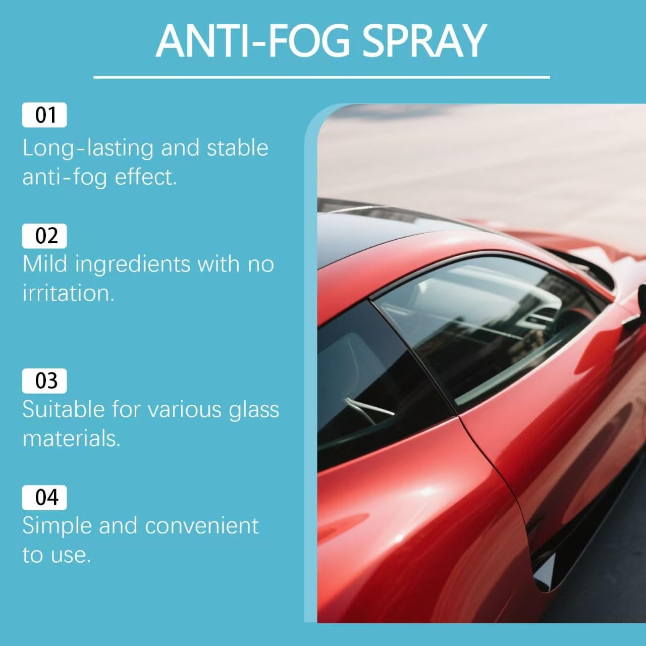 Anti Fog for Car Windshield Spray, Car Glass Cleaner, Interior Exterior Water Repellent Coating, Windscreen Glass Cleaner for Truck, SUV, Sedan, RV in Rain, Snow, Winter Driving (5Pcs)