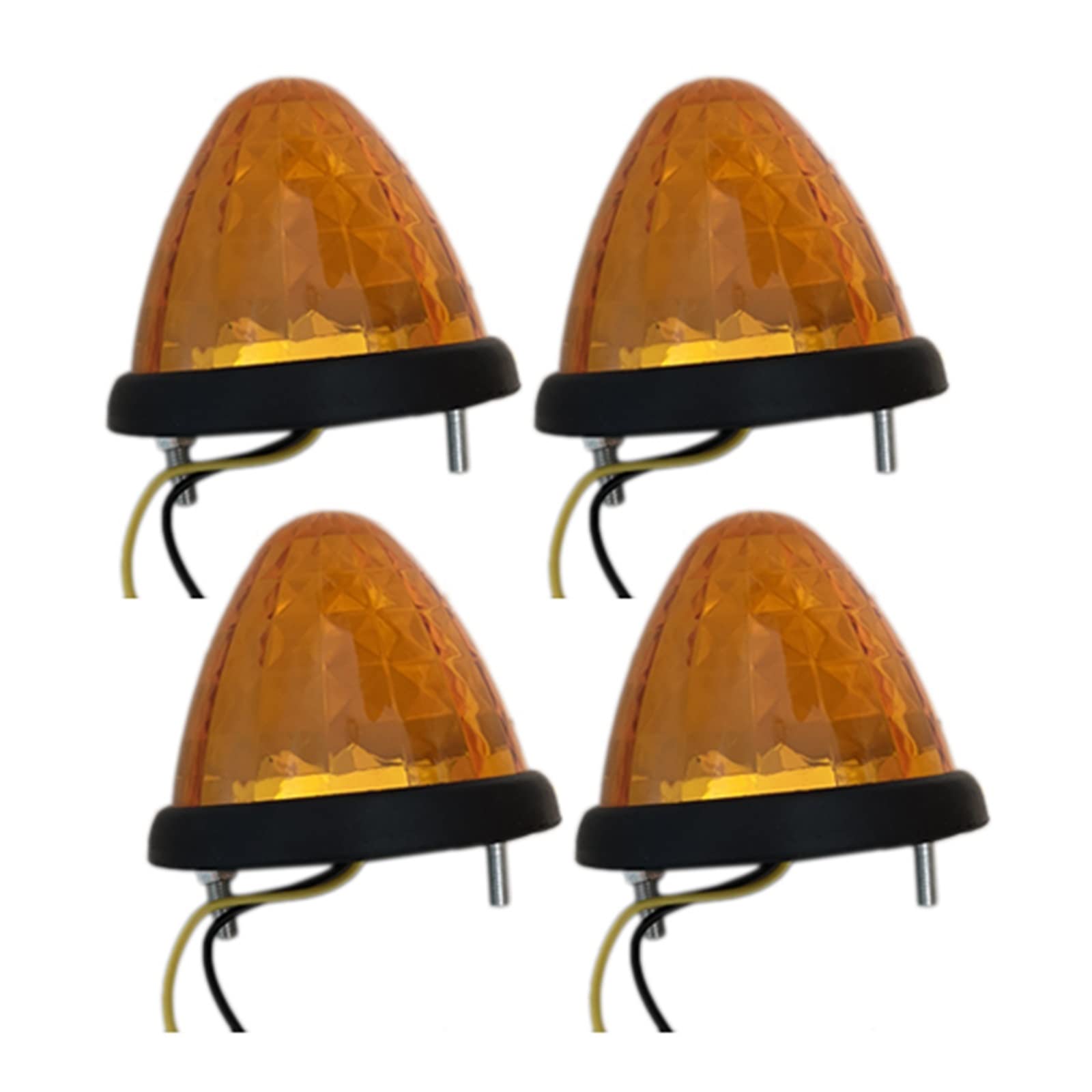 Luz de señal de giro 4 Uds., 12V, 3W, LED Ámbar, Cono De Colmena Redondo, Luz Indicadora Lateral, Ojal, Lámpara De Liquidación Para Coche, Remolque, Camión