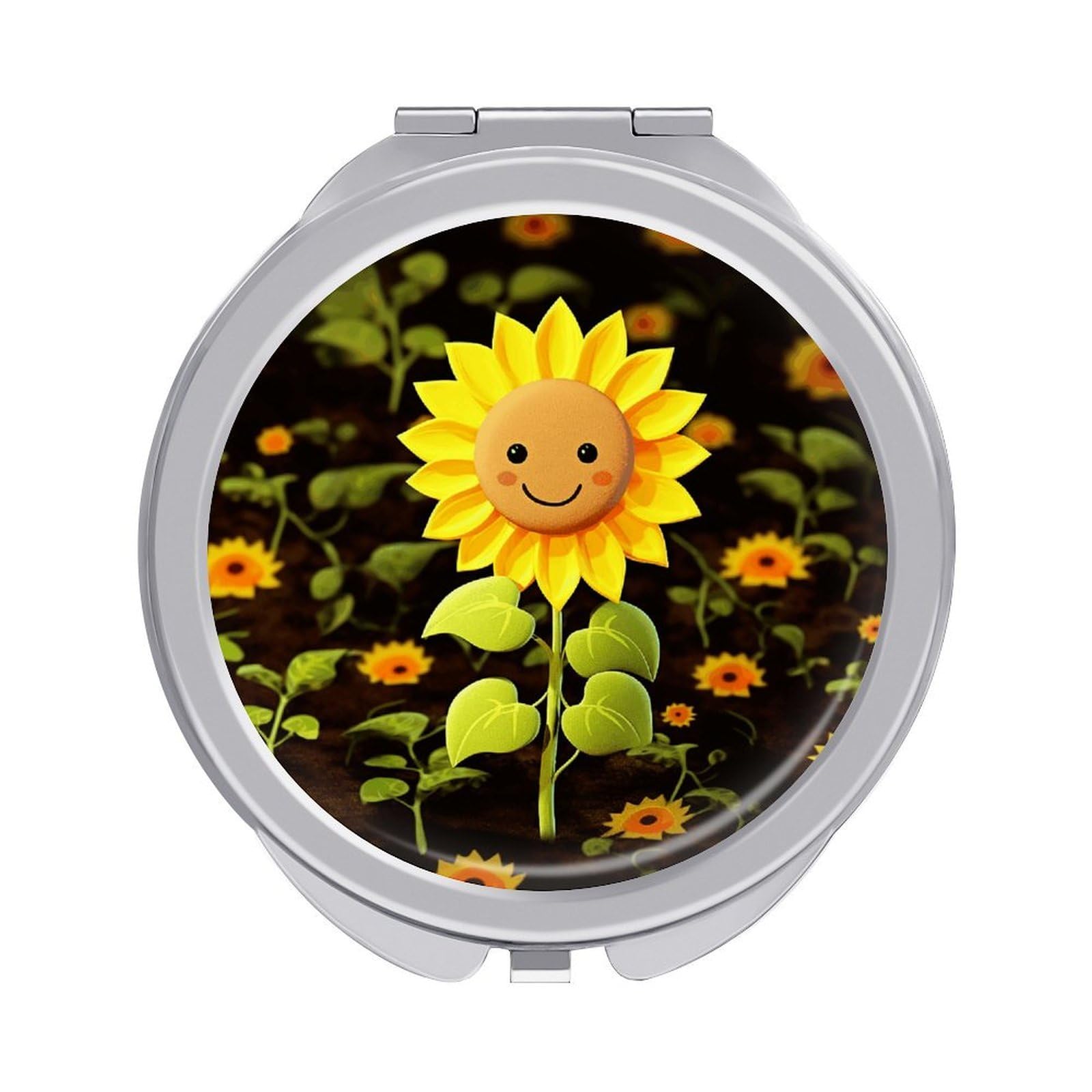 JTREHY Cute Sunflower Makeup Mirror Portable Folding Mirror Compact Travel Mirrors 2-Sided Round Pocket Mirrors Cute Handheld Beauty Mirror for Handbag Purse for Women Gift
