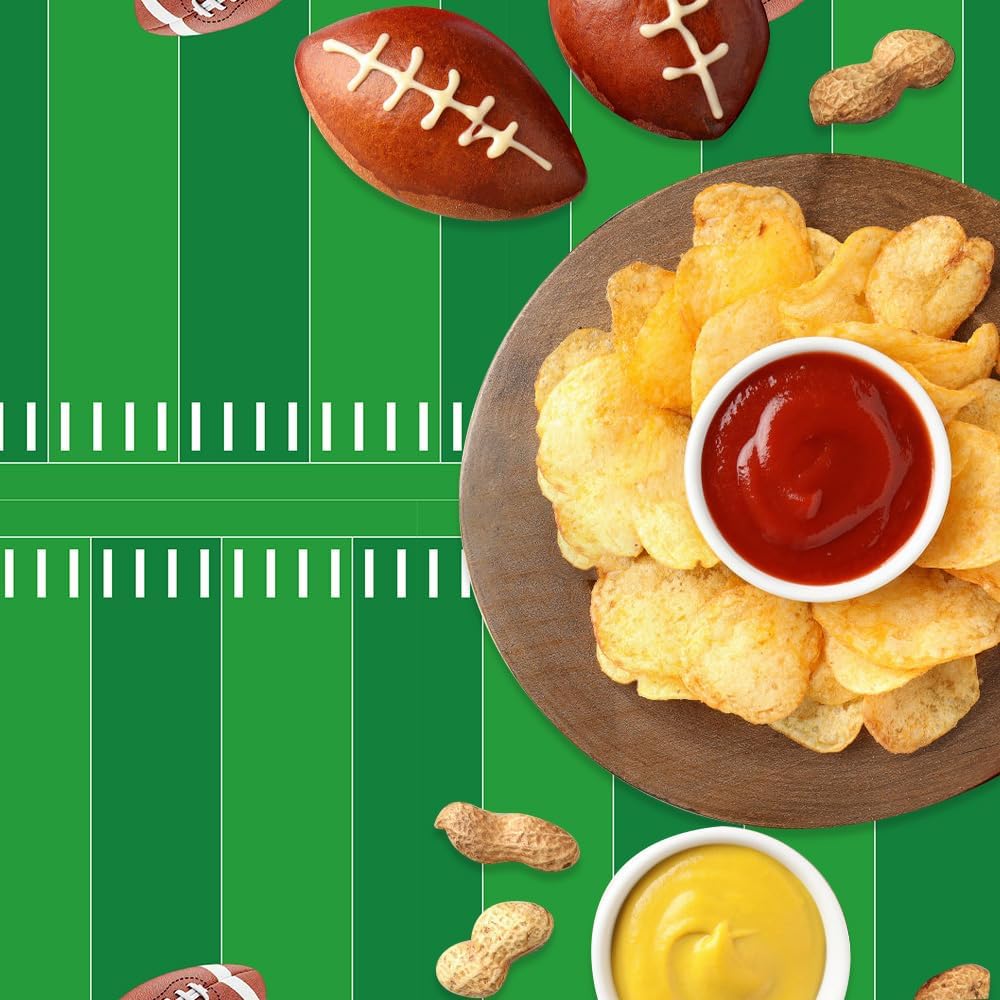 Football Tablecloth, Football Party Decorations 2 PCS Plastic Footballs Table Cloth Disposable Foot Ball Field Tablecloths Table Cover for Footballs Themed Party Supplies Birthday 54" X 108"