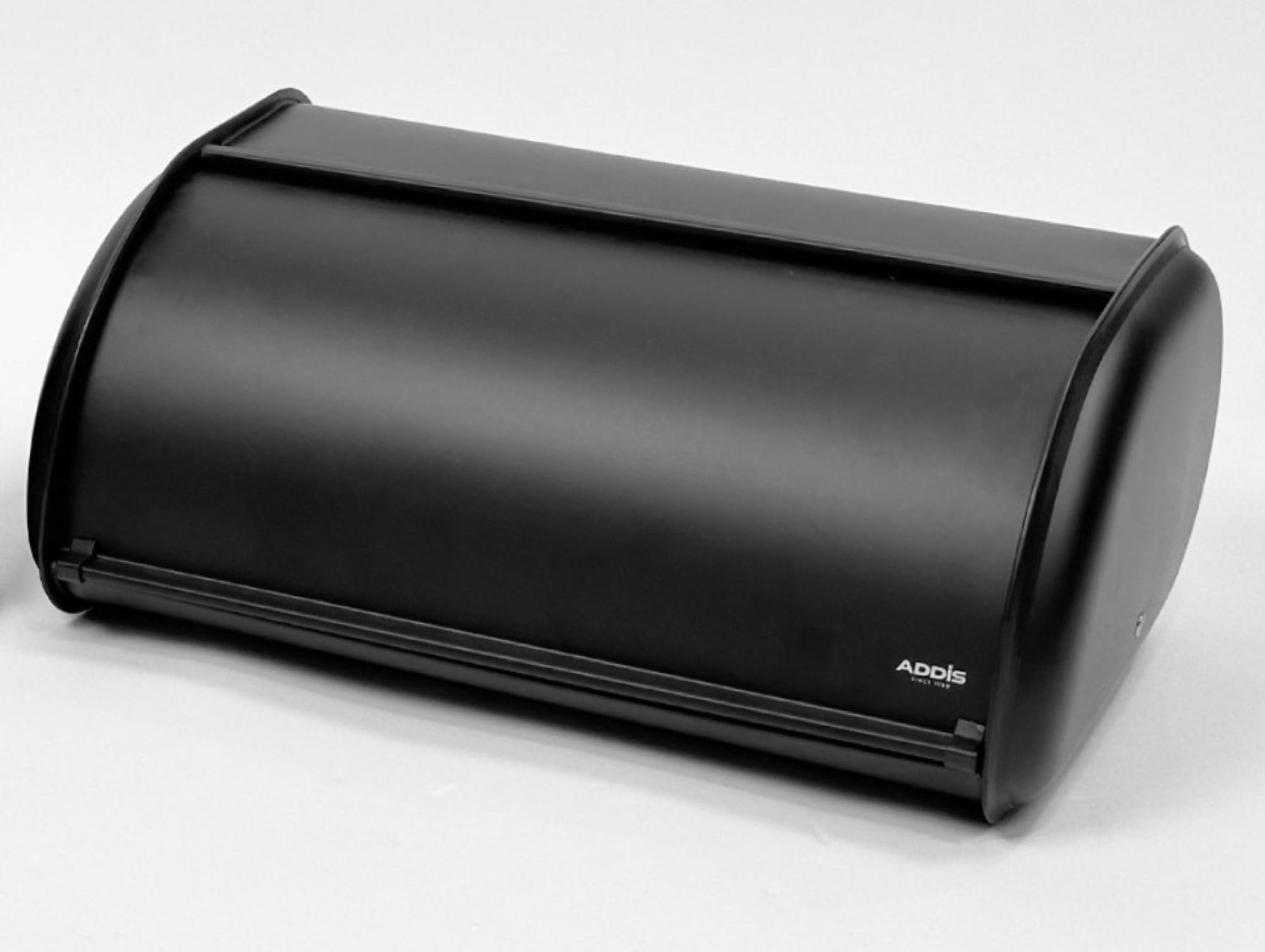 Addis Kitchen Bread Bin Metal Storage Box with Full Roll Front Opening, All Black finish