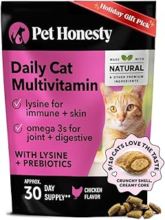 All-in-One Cat Multivitamin Chews with Omega 3s, Lysine & Probiotics (30 Day)