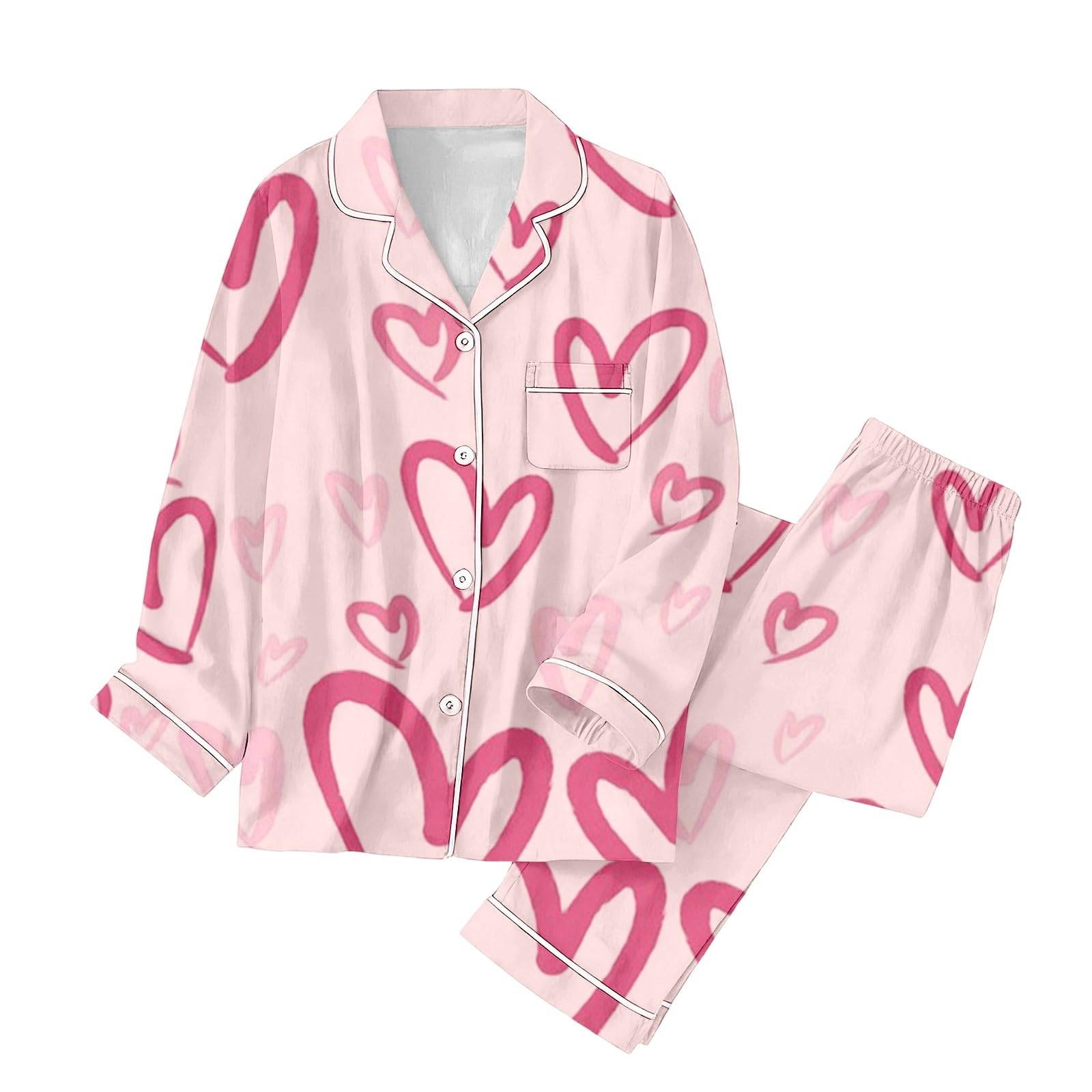 Partnerpyjama mit Herzmuster zum Valentinstag – kuschelige Nachtwäsche für Paare