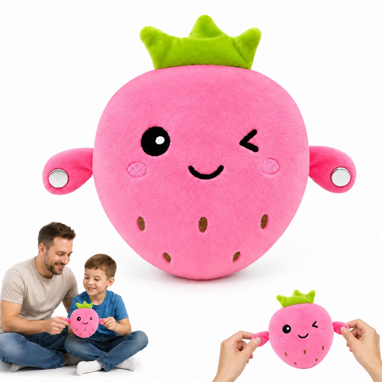 Strawberry Interactive Music Plush Toy - Soft Interactive Toys for Kids, Body-Sensing Touch Sensitive Musical Piano Plush Sensory Toys with Early Education for Babies Toddlers Kids Birthday Gift