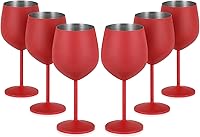 Vista 11 de Lifecapido Copas de Vino de Acero Inoxidable, Copas de Vino con Tallo de Acero Inoxidable de 18 oz, Copas de Vino de Metal con Tallo con Cepillo