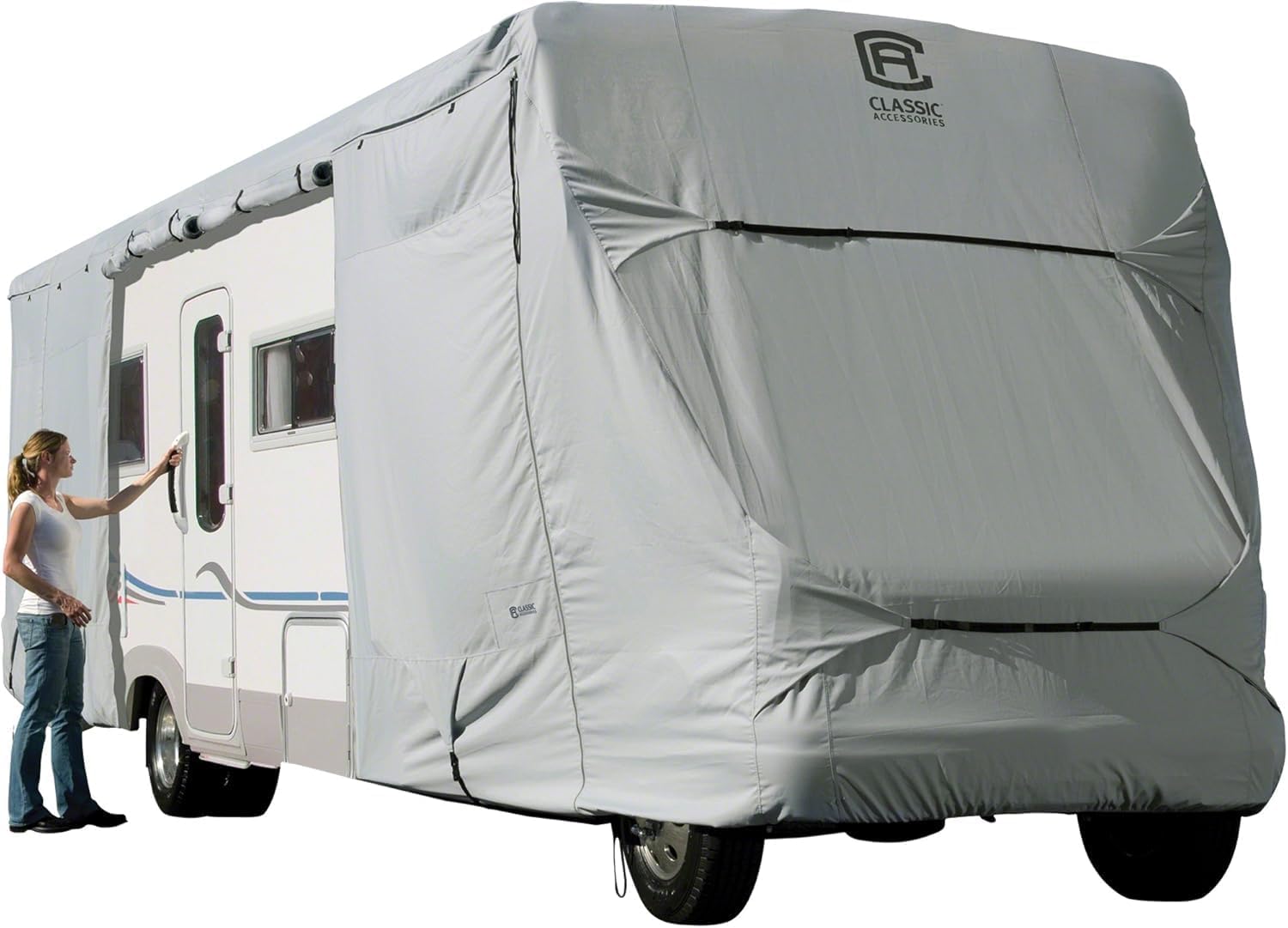 Classic Accessories Over Drive PermaPRO Class C RV Cover, Fits 20' - 23' RVs, Air Vents, Water-Repellant Top Panel, Durable, Breathable, Resists Tears and Rips, Integrated Straps and Buckles, Grey