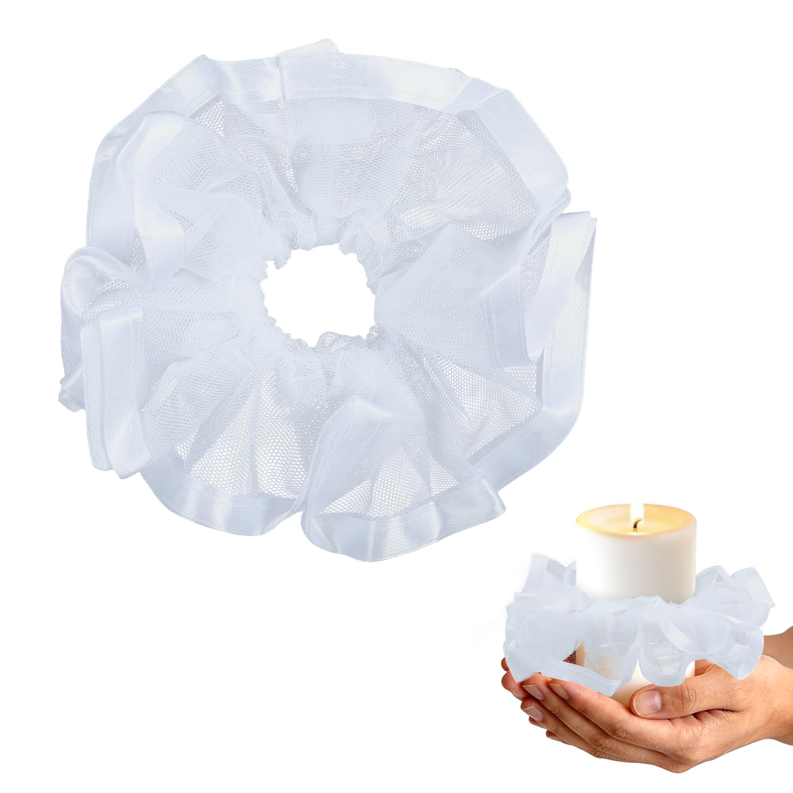 Tropfenfänger Kommunionkerze, Kommunionkerze Tropfschutz, Spitze Tropfschutz Kerzenmanschette 6CM, Weißes Netz Tropfschutzkappe Kerze, für Taufkerzen Hochzeitskerzen (B)