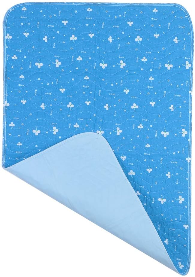 Horoper Incontinence Underpads, Waterproof Incontinence Bed Pad Reusable Incontinence Chucks Underpads, Bedwetting Mattress Protector Pee Pad for Kids, Adults, Elderly, and Pets (60*90-Blue Flowers)