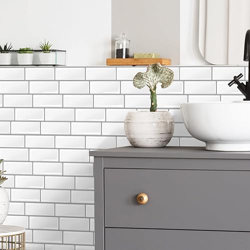 Miniatura 3 de Livebor Papel tapiz autoadhesivo para despegar y pegar, papel tapiz de cocina de 15.7 x 118.1 pulgadas, para encimera de cocina, azulejos, papel de