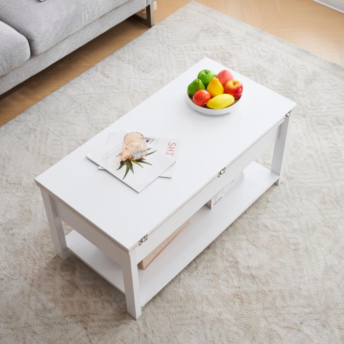 Amazon.co.jp: ローテーブル 収納付き センターテーブル 天板昇降式 天