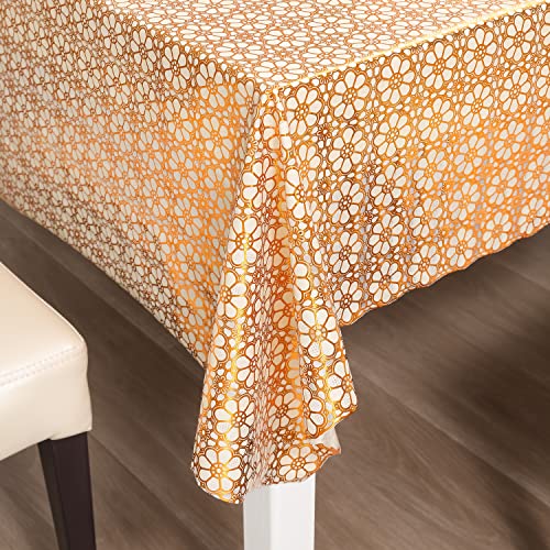 Image of HOKIPO PVC Dining Rectangular Table Cover 6 Seater, 54X78 Inches (Ar-4349-D1),Gold