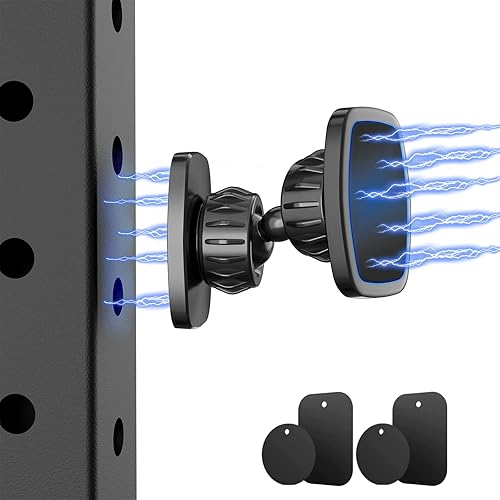 Soporte magnético doble para teléfono para gimnasio, junta de metal mejorada, soporte magnético para teléfono de gimnasio [tamaño de bolsillo]