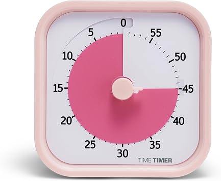 TIME TIMER Home MOD 60-Minute Visual Timer Home Edition, Silent Operation Study Tool for Kids Desk, Homeschool Supplies, Office & Meetings Peony Pink