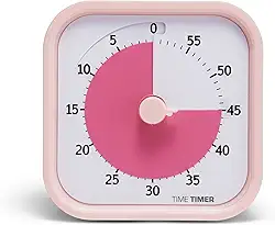 TIME TIMER Mod edição de casa - temporizador visual de 60 minutos - ferramenta de estudo, temporizador para secretária, escritório e reuniões com funcionamento silencioso (rosa)