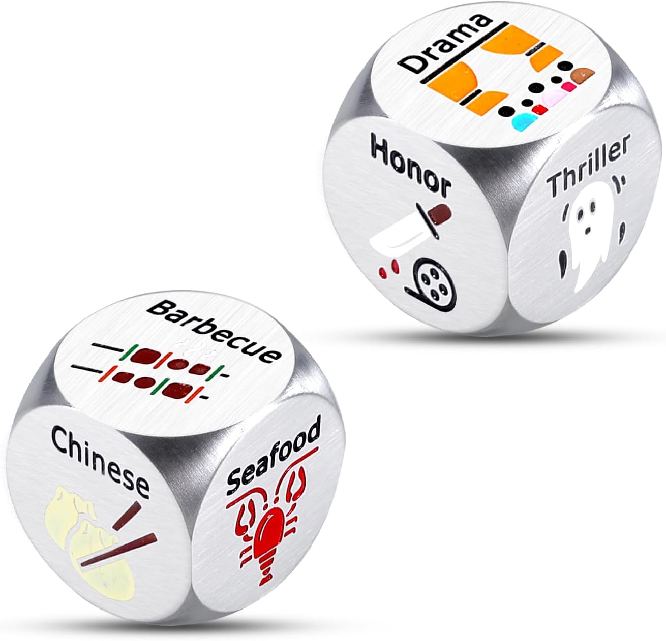 2 Year Anniversary Wedding Gift for Him Her 2PCS Food Dice Adult Men Easter Gifts to My Husband Gifts Movie Night Supplies for Wife Gag Gift for Adults Funny Date Night Dices Wedding Registry Ideas