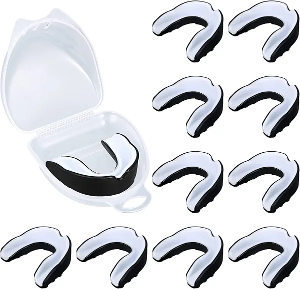 10 Pcs Sport Mouth Guards Gum Teeth Armor Game Guard for Boxing Basketball Football Hockey Karate Basketball Rugby Match (Simple Color)
