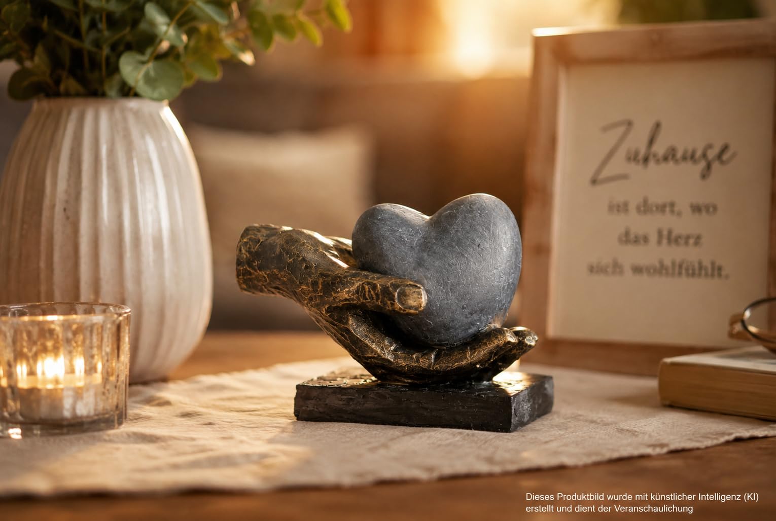 Personalizado corazón figura mano escultura grabado hasta 15