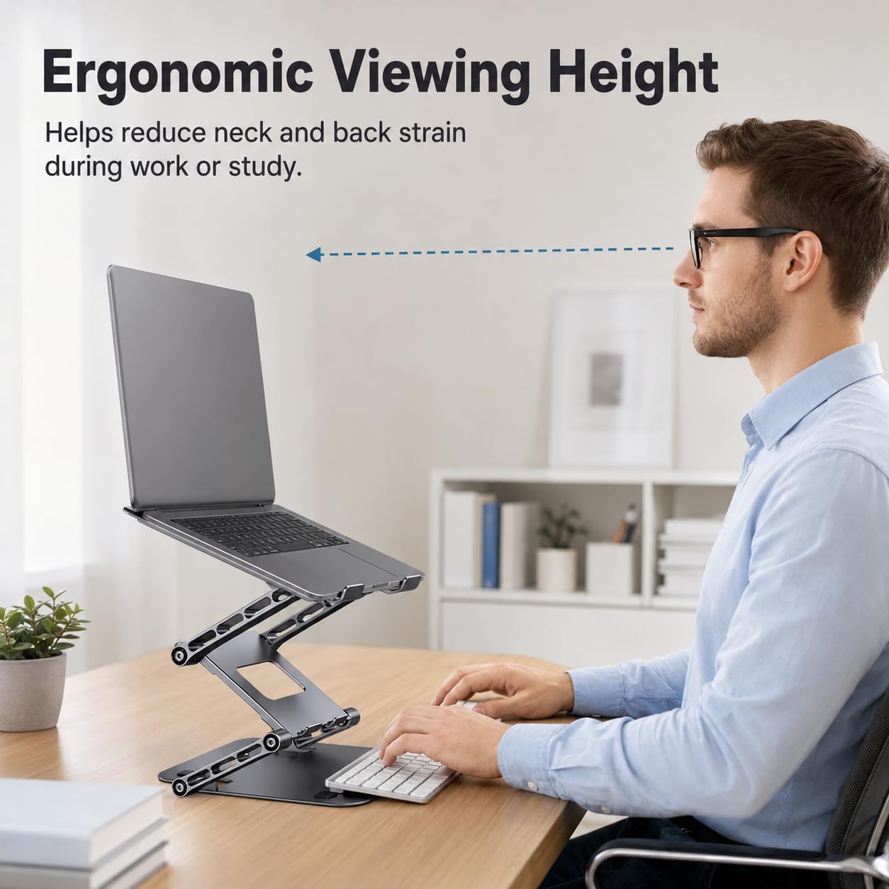 Supporto pieghevole in acciaio per computer portatile, design regolabile da | La struttura a tre livelli supporta fino a 4 kg con flusso d'aria aperto e design pieghevole portatile per lavoro studio