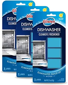Glisten DT0312T Dishwasher Cleaner & Freshener, 3 Tablets, Clear, 3 Count