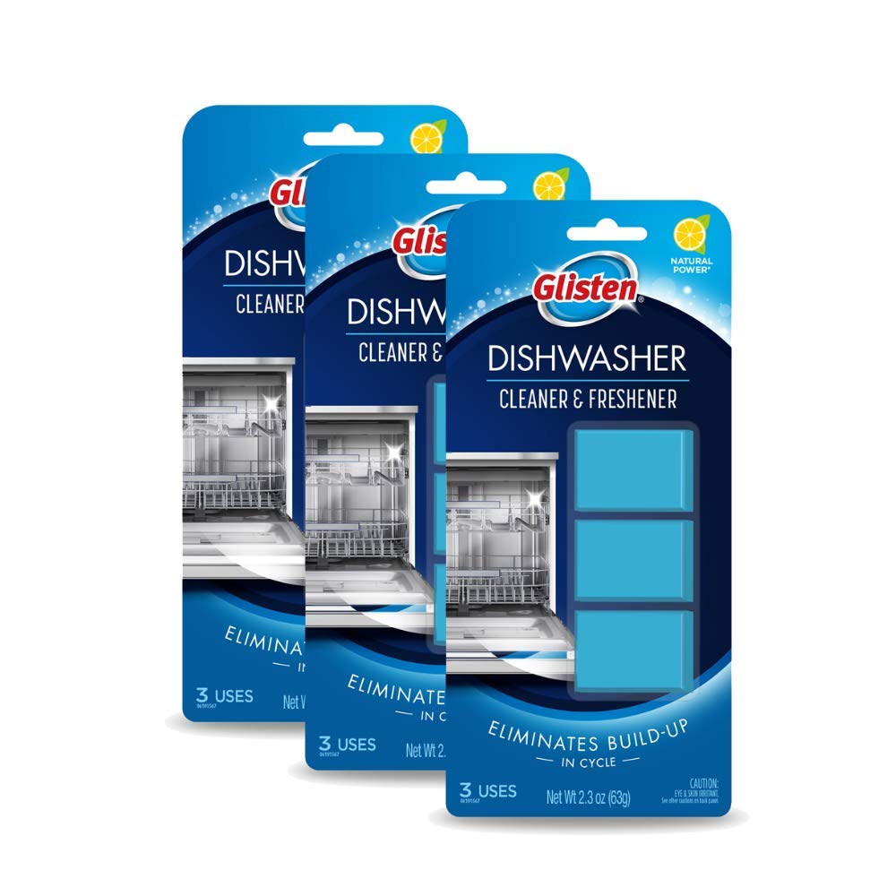 Glisten DT0312T Dishwasher Cleaner &amp; Freshener, 3 Tablets, Clear, 3 Count
