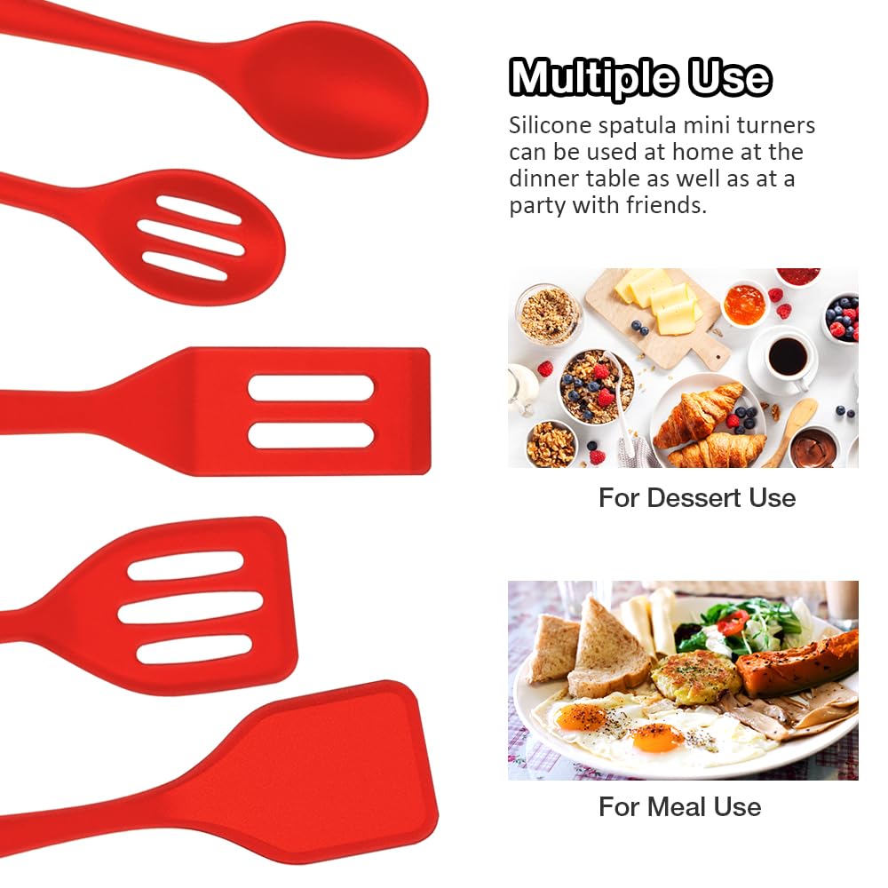 5 mini espátulas de silicona, pequeña espátula de silicona roja, pequeña espátula de brownie fácil de limpiar, espátulas pequeñas para uso en la cocina 6