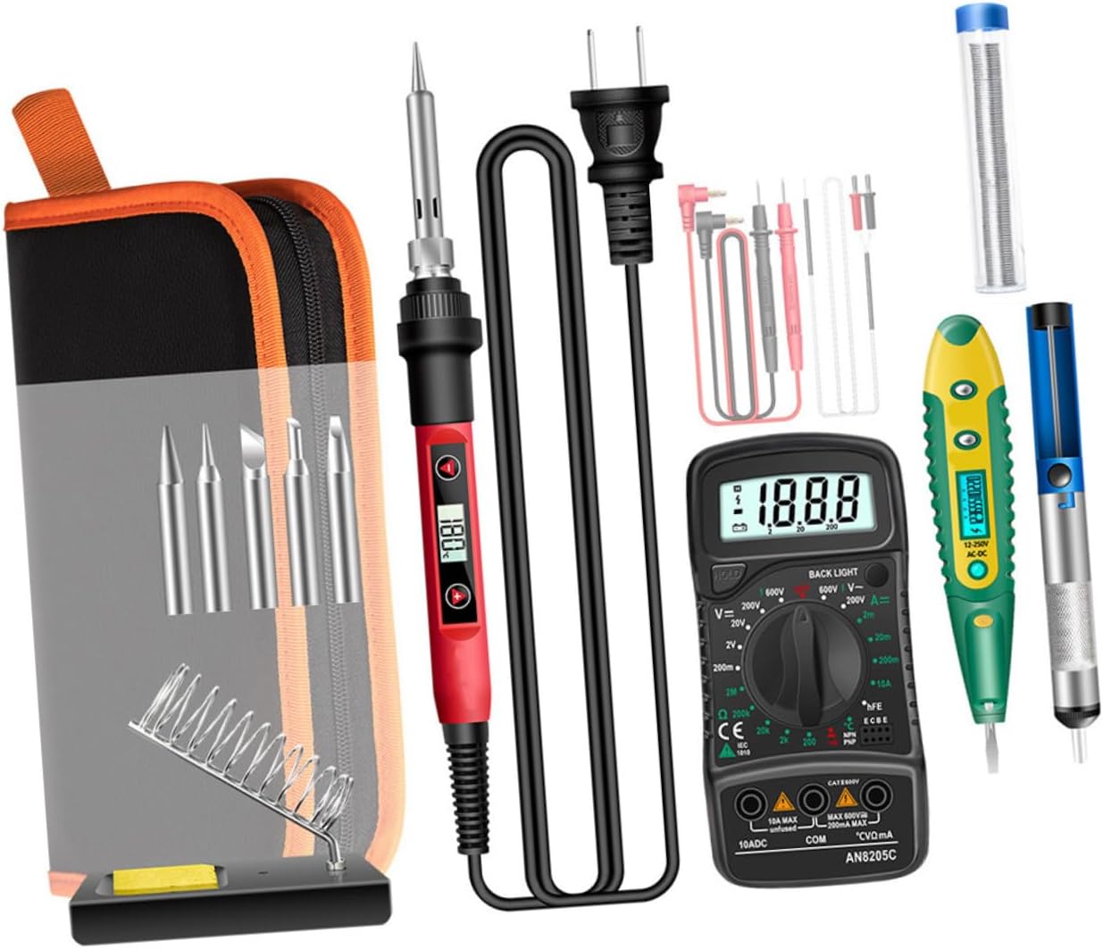 1Set Electronic Repair Tool with Digital Multimeter Adjustable Soldering Iron for Circuit Board Welding Crafts and DIY Projects Includes Soldering Tips