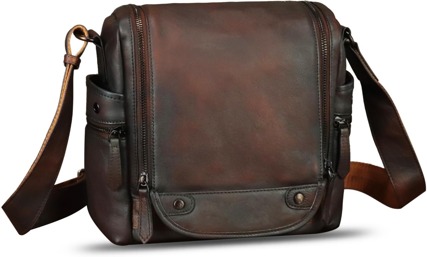 Genuine Leather Messenger Bag for Men Crossbody Shoulder Bag Vintage Desinger Satchel Purse Casual Sling Daypack