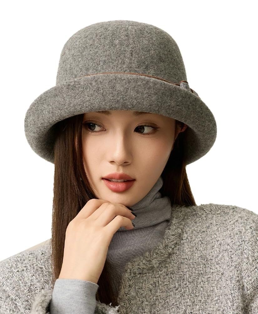 Chapeau seau pour femme en laine grise : la solution élégante contre le froid de l'hiver