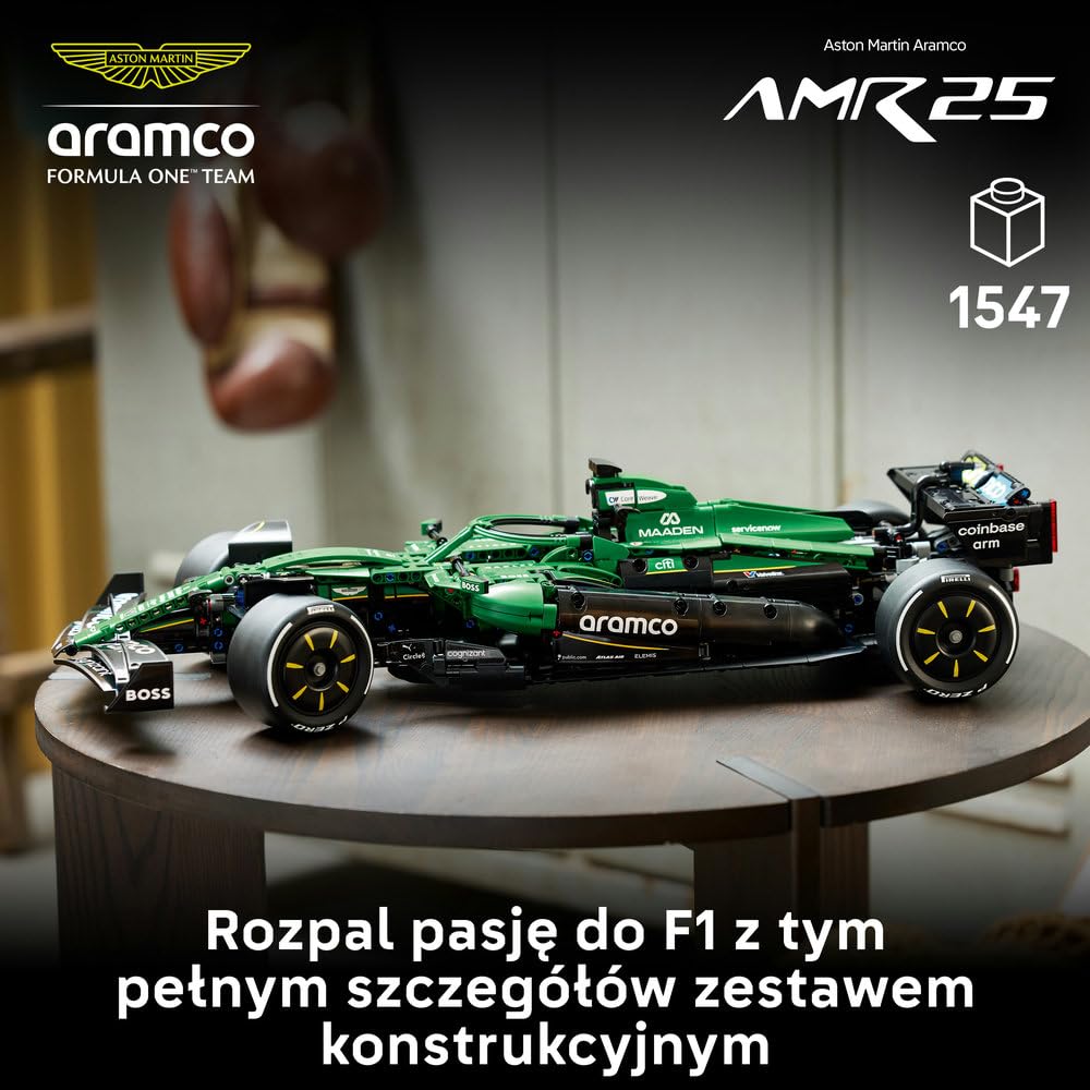 LEGO Technic Bolid F1 Aston Martin Aramco AMR25 42240 | Model wyścigowy F1, klocki konstrukcyjne Technic dla dorosłych, prezent dla fana motoryzacji, 1547 elementów