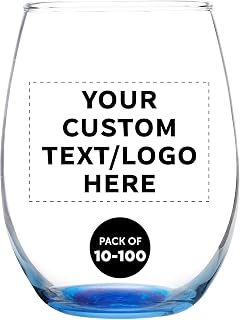 DISCOUNT PROMOS Custom Stemless 9 oz Blue